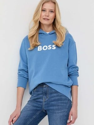 BOSS bluza bawełniana damska z kapturem z nadrukiem 50468367