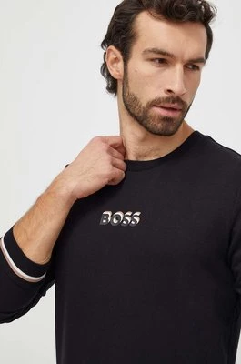 BOSS bluza bawełniana lounge kolor czarny z nadrukiem