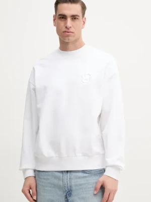 BOSS bluza bawełniana męska kolor biały z aplikacją 50533075