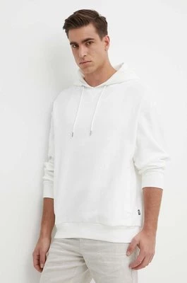 BOSS bluza bawełniana męska kolor biały z kapturem gładka 50512157