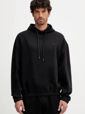 BOSS bluza bawełniana męska kolor czarny z kapturem gładka 50544099