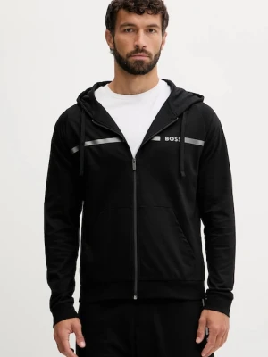 BOSS bluza bawełniana męska kolor czarny z kapturem z nadrukiem 50550571
