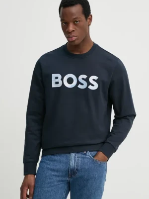 BOSS bluza bawełniana męska kolor granatowy gładka 50531310