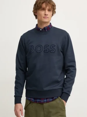 BOSS bluza bawełniana męska kolor granatowy z aplikacją 50524360