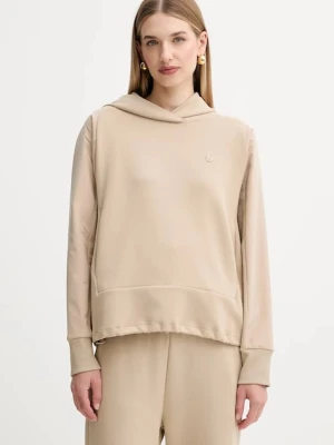BOSS bluza damska kolor beżowy z kapturem gładka 50553638