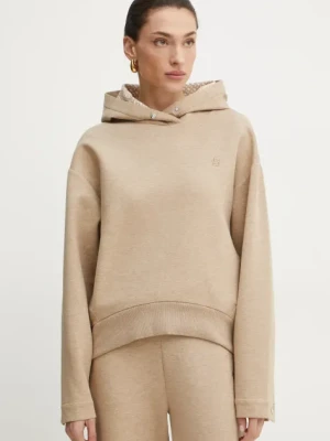 BOSS bluza damska kolor beżowy z kapturem melanżowa 50532026