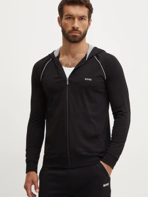 BOSS bluza lounge kolor czarny z kapturem gładka 50515392