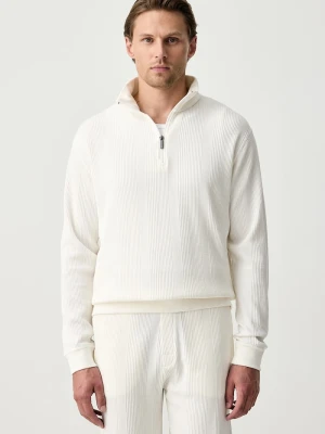 BOSS bluza lounge męska z bawełną Structure 1 / 4 Zip beżowy