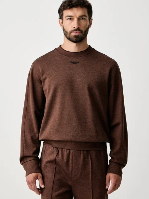 BOSS bluza męska z bawełną x Aston Martin brązowy