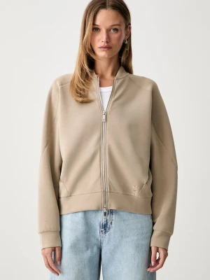 BOSS bluza rozpinana damska z modalem Essaba beżowy