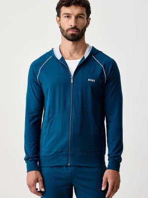BOSS bluza rozpinana z kapturem męska bawełniana z elastanem Mix&Match Jacket H niebieski