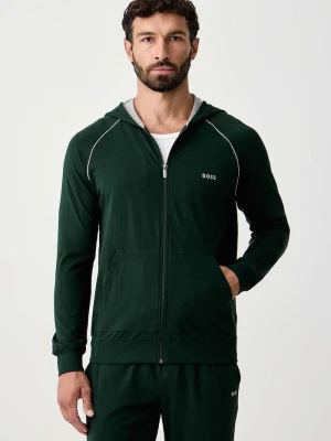 BOSS bluza rozpinana z kapturem męska bawełniana z elastanem Mix&Match Jacket H zielony