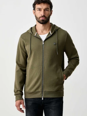 BOSS bluza rozpinana z kapturem męska z bawełną C-Spence 01 zielony