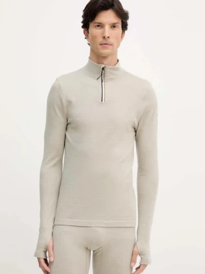 BOSS bluza z dodatkiem wełny męska kolor beżowy gładka 50544368