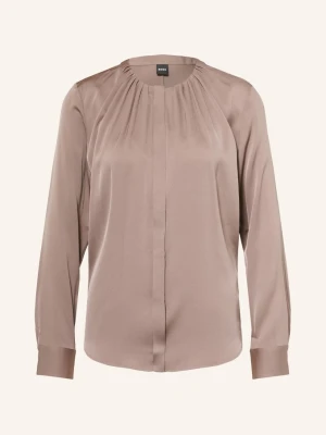 Boss Bluzka Banorah Z Jedwabiem beige BRĄZOWY