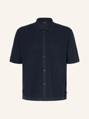 Boss Bluzka Z Dzianiny Amicino Comfort Fit Z Lnem blau