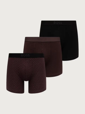 BOSS bokserki męskie bawełniane z elastanem BoxerBr3P ONE D 3-pack brązowy