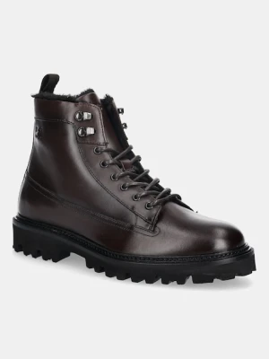 BOSS buty skórzane Julyo męskie kolor brązowy 50552570