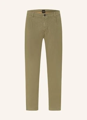 Boss Chinosy Pleated Relaxed Tapered Fit gruen