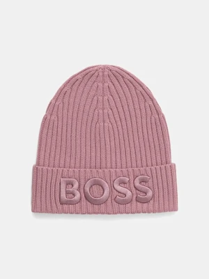 BOSS czapka wełniana kolor różowy 50497815