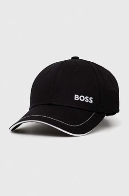 BOSS czapka z daszkiem bawełniana BOSS GREEN kolor czarny gładka 50492716