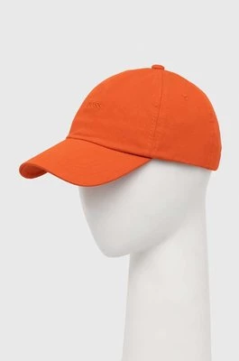 BOSS czapka z daszkiem bawełniana BOSS ORANGE kolor pomarańczowy gładka