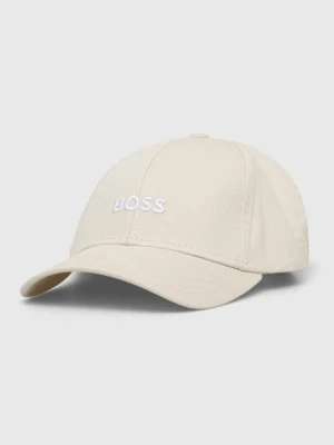 BOSS czapka z daszkiem bawełniana kolor biały z aplikacją 50495121