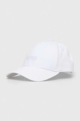 BOSS czapka z daszkiem bawełniana kolor biały z aplikacją 50495121