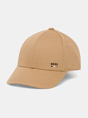 BOSS czapka z daszkiem bawełniana kolor brązowy z aplikacją 50539428