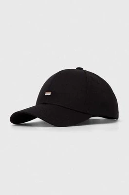 BOSS czapka z daszkiem bawełniana kolor czarny gładka 50495128