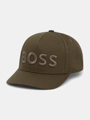 BOSS czapka z daszkiem bawełniana kolor czarny z aplikacją 50536482