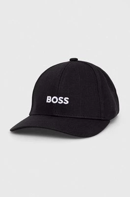 BOSS czapka z daszkiem bawełniana kolor czarny z aplikacją 50495121