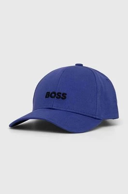 BOSS czapka z daszkiem bawełniana kolor fioletowy z aplikacją 50495121
