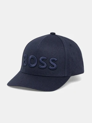 BOSS czapka z daszkiem bawełniana kolor granatowy z aplikacją 50536482