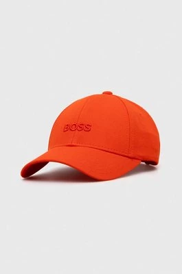 BOSS czapka z daszkiem bawełniana kolor pomarańczowy z aplikacją 50495441