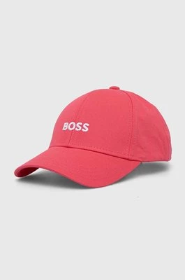 BOSS czapka z daszkiem bawełniana kolor różowy z aplikacją 50495121CHEAPER