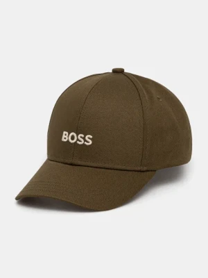 BOSS czapka z daszkiem bawełniana kolor zielony z aplikacją 50495121