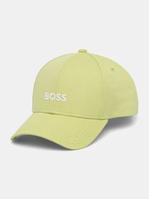 BOSS czapka z daszkiem bawełniana kolor zielony z aplikacją 50495121