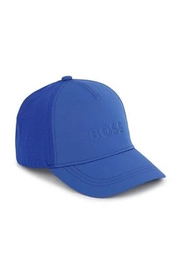 BOSS czapka z daszkiem dziecięca kolor niebieski z aplikacją