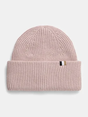 BOSS czapka z domieszką wełny kolor różowy 50497808