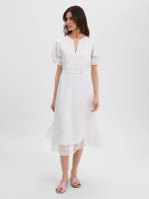 BOSS Damska koronkowa sukienka z lnem - Doralia Kobiety Lyocell biały,