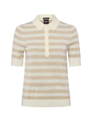 BOSS Damska koszula z wełny dziewiczej - Fidenka Kobiety wełna ze strzyży beżowy|brązowy w paski,