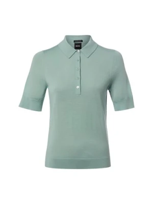 BOSS Damska koszula z wełny dziewiczej - Fidenka Kobiety wełna ze strzyży zielony jednolity,