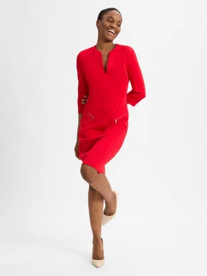 BOSS Damska sukienka midi - Dalmar Kobiety wiskoza czerwony jednolity,