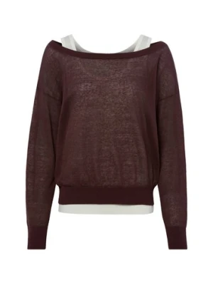 BOSS Damski sweter z dzianiny z dodatkiem lnu - Fulipanox Kobiety len brązowy,