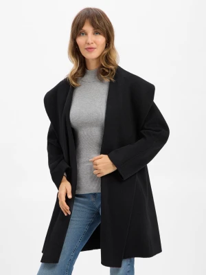 BOSS Damski wełniany płaszcz - Cariby Kobiety Wełna czarny jednolity,