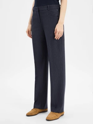 BOSS Damskie spodnie z wełny dziewiczej Kobiety niebieski w paski,