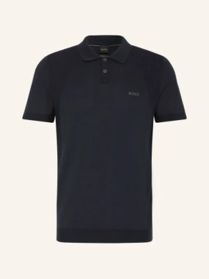 Boss Dzianinowa Koszulka Polo Momentum Lite Regular Fit blau GRANATOWY