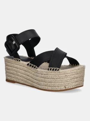 BOSS espadryle skórzane Machica kolor czarny na platformie 50542356