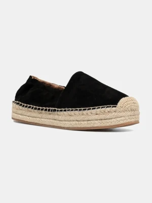 BOSS espadryle skórzane Madeira kolor czarny na platformie 50542344